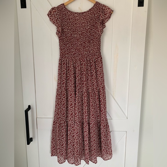Floral Maroon Midi Dress - Picture 4 of 4